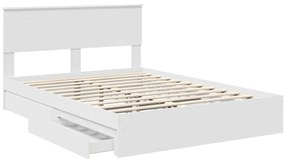 vidaXL Tárolós Ágy fejtámlával fiókkal Fehér 150 x 200 cm Faanyag
