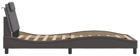 szürke műbőr ágykeret LED-világítással 100 x 200 cm