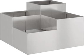 vidaXL Kerti cserép Ezüst 80 x 80 x 48 cm Rozsdamentes acél