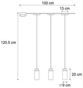 Modern sínrendszer 3 fekete függőlámpa 1 fázisú - Magnetic Vance