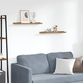 vidaXL Falpolc polcokkal tárolóval 2 pcs Barna 60 x 9 x 3 cm Faanyag