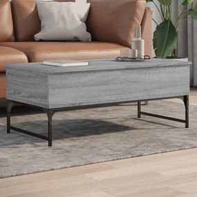 Szürke sonoma szerelt fa és fém dohányzóasztal 100 x 50 x 40 cm
