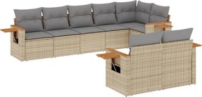 vidaXL 8 részes bézs polyrattan kerti ülőgarnitúra párnával