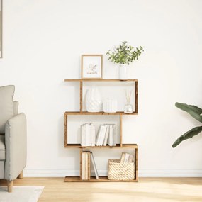 3 szintes antik fa színű fa elválasztó könyvespolc 70x24x97 cm