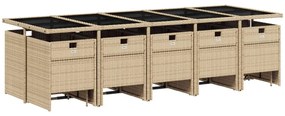 15 részes bézs polyrattan kerti étkezőgarnitúra párnákkal