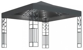 antracitszürke pavilon LED fényfüzérrel 3 x 3 m