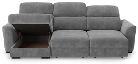 Univerzális ággyá nyitható háromszemélyes sarokkanapé tárolóval TRENTO szürke