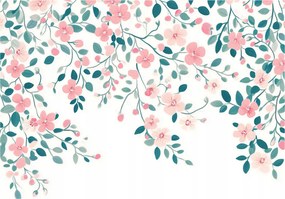 Fotótapéta Virágok Levelek Rózsaszín Hálószoba Nappali Tapéta Flizelina 250x175