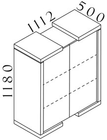 Lineart közepes méretű szekrény 111,2 x 50 x 118 cm, világos szilfa / fehér