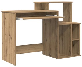 vidaXL Íróasztal Tárolással Kézműves Tölgy 120.5x44x88.5 cm Szerelt Fa
