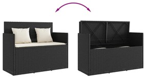 fekete polyrattan kerti pad párnával