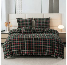 GLENMOORE zöld mikroplüss ágyneműhuzat szett + SOFT 90x200 cm fehér mikroplüss lepedő, egyszemélyes