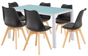 Nuvia 6+1 étkező garnitúra fehér-fekete