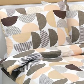Bellatex Félkör flanel ágyneműhuzat barna, lazac, 140 x 220 cm, 70 x 90 cm, 140 x 220 cm, 70 x 90 cm