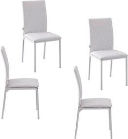 HOMCOM 4 darabos Párnázott Étkezőszék Kárpitozott Műbőr Anyagból, Fémlábakkal, Modern Székek Konyhába és Hálószobába, Teherbírás: 120 kg, 41x50x91 cm,