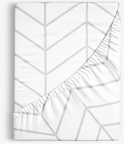 Goldea pamut körgumis lepedő - cikkcakk fehéren 140 x 200 cm