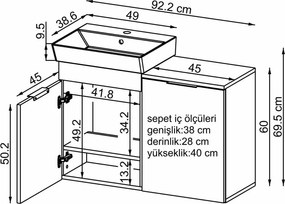Dubai mosdószekrény, homokkő, 92,2 cm – TR283VLN1130