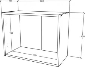Benita 2 ajtós Felső konyhaszekrény Antracit-Fehér 60x30x45 cm