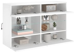 fehér fali TV-szekrény LED-világítással 98,5x30x60,5 cm