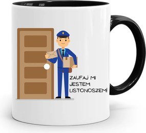 Fekete Bögre Postásnak Bízz Bennem! Ajándék fényképes nyomattal