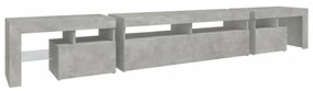betonszürke TV-szekrény LED lámpákkal 260x36,5x40 cm