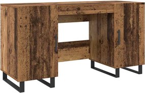 vidaXL Asztal polcokkal tárolóval Régi fa 140 x 50 x 75 cm Faanyag