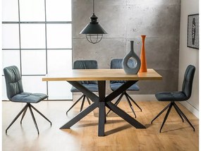 Fekete étkezőasztal tölgy asztallappal CROSS 150x90