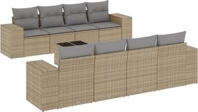 vidaXL 9 részes bézs polyrattan kerti ülőgarnitúra párnákkal