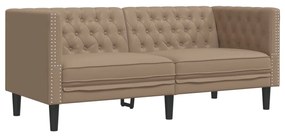 2 részes kávészínű műbőr Chesterfield kanapégarnitúra