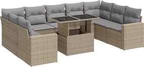 vidaXL 10 részes bézs polyrattan kerti ülőgarnitúra párnával