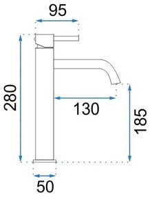 REA-B4104 - LUNGO mosdócsaptelep, 28 cm, fényes króm