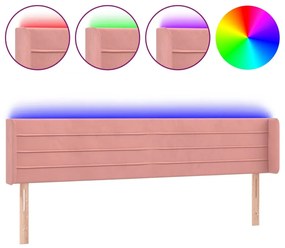 rózsaszín bársony LED-es fejtámla 183x16x78/88 cm