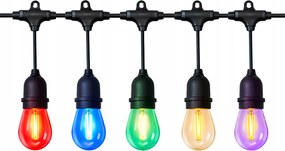 Kerti fényfüzér Led Rgb Színes 20 izzó 10 m IP44 csatlakozóval