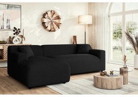 Fekete kordbársony sarokkanapé (bal oldali-heverő résszel) Martin – Ropez
