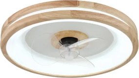Globo 03650 Mennyezeti ventilátor fém fehér, fa, műanyag fehér/átlátszó, szabályozható, fali kapcsolóval több fokozatban, memória, időzítő, távirányító, 15m², ø:500mm H: 25mm, LED 30W 230V, 300-2250lm, CCT 2700K-6500K