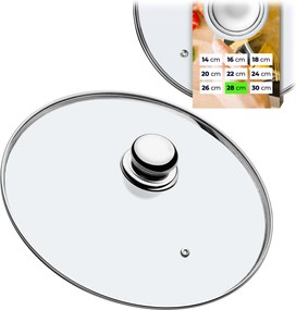 Hőálló Üveg Fedő Serpenyő Edényhez 28cm