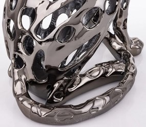 Figura Leopard Ezüst 43x22x18cm