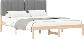 vidaXL Ágykeret Kárpitozott Fejtámlával Világosszürke 150 x 200 cm
