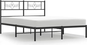 vidaXL fekete fém ágykeret fejtámlával 135 x 190 cm