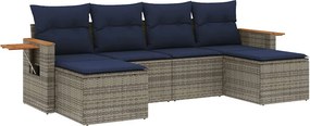 vidaXL 6 részes szürke polyrattan kerti ülőgarnitúra párnával