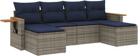 vidaXL 6 részes szürke polyrattan kerti ülőgarnitúra párnával
