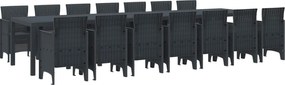 vidaXL Kerti étkező szett párnákkal párnával 15 pcs Antracit PP