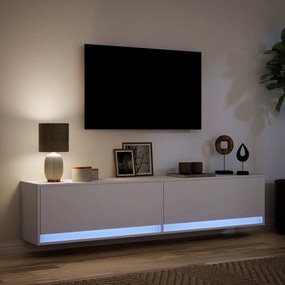 fehér falra szerelhető TV-szekrény LED-del 180 x 31 x 38 cm