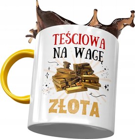 Sárga bögre anyósnak, fényképes nyomott mintás ajándék