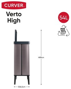 Rózsaszín újrahasznosított műanyag érintésre nyíló szemetes 54 l Verto High – Curver