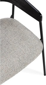 Fekete-bézs kárpitozott karfás étkezőfotel szett 2 db-os Cora – MOME