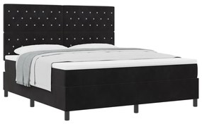 Boxspring Ágy Mattal Fekete Szuper King Bársony