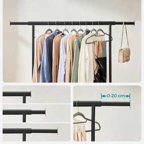 SongmicsHome INEZ ruhatartó állvány kerekekkel, max. 90kg, 83,5x45x160cm, fekete