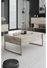 Dohányzóasztal Luxe - Travertine, Gold