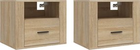 vidaXL 2 db sonoma tölgy falra szerelhető éjjeliszekrény 50x36x40 cm